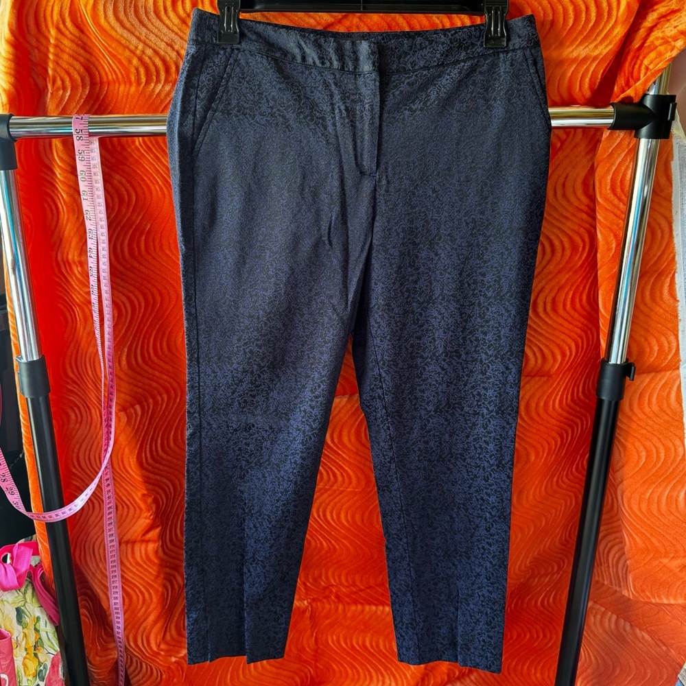 Women's Navy Textured Ankle Pants